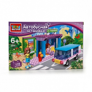 Конструктор – Остановка с автобусом, 119 деталей (Город Мастеров, AA-2004-Rsim)